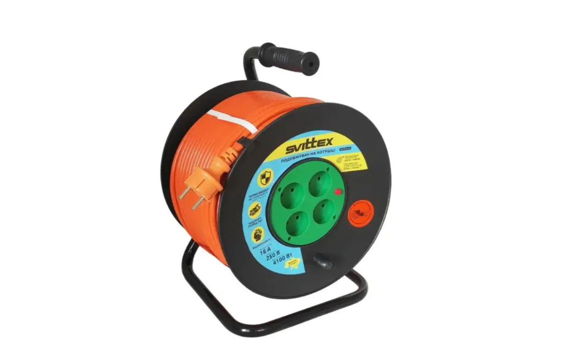 Подовжувач на котушці SVITTEX ПВС з термозахистом 100 м 2х2,5 мм2 (7184917) - фото 2
