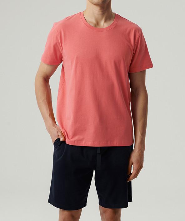 Пижама мужская Atlantic NMP-379 хлопок футболка/шорты L Коралловый/Синий (27565661)