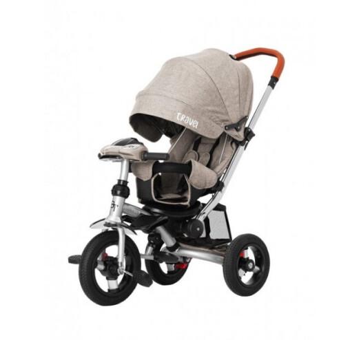 Велосипед трехколесный Tilly Travel с надувными колесами Бежевый лен (T387)