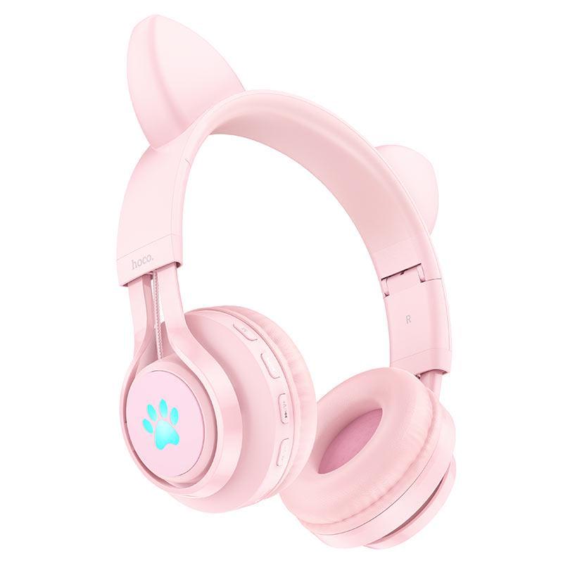 Наушники беспроводные Hoco W39 Cat Ear с кошачьими ушками Розовый (202-00097)