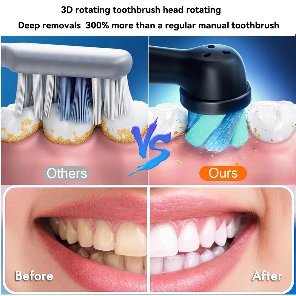 Электрическая зубная щетка с 4 сменными насадками USB/таймер Черный (2638088821) - фото 7 Электрическая зубная щетка с 4 сменными насадками USB/таймер Черный (2638088821) - фото 7