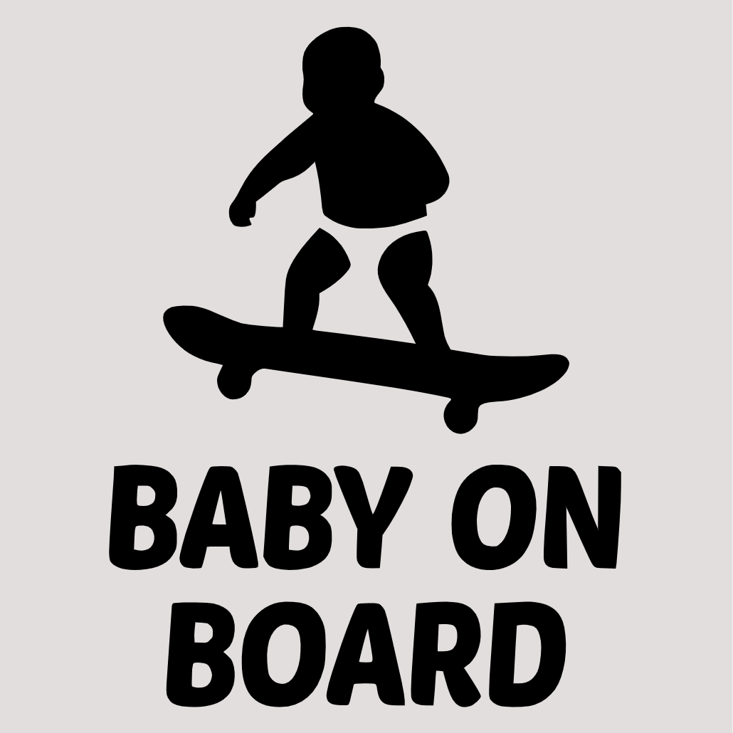 Наклейка на автомобиль виниловая Baby on Board-Скейтбордист и монтажная пленка 35x27 см (S-100-2525)
