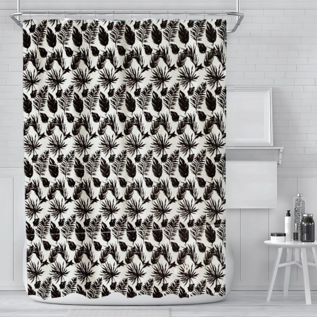 Шторка для ванной и душа из полиэстера с металлическими крючками с принтом 178x183 см Белый