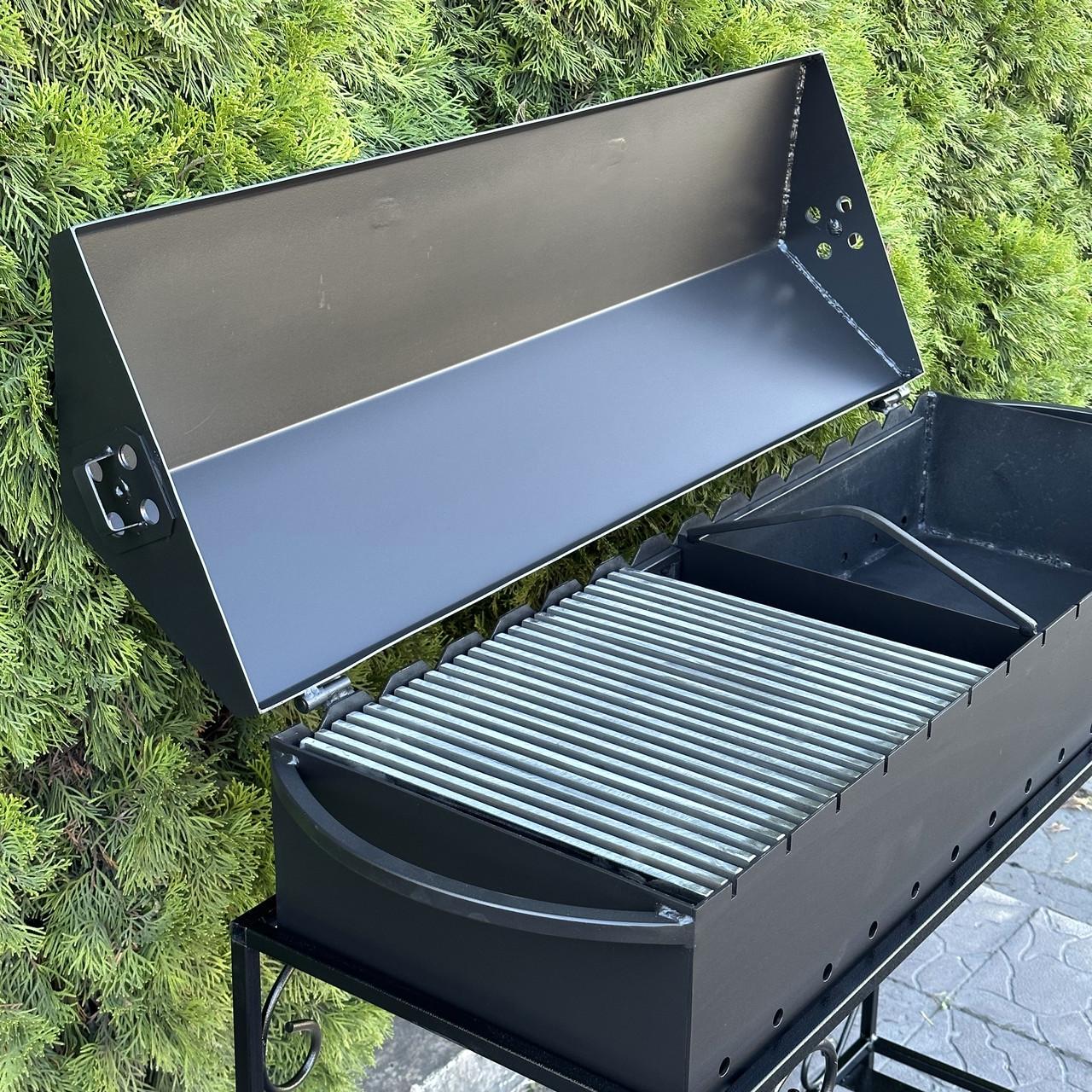 Мангал-барбекю Metalzavod Гефест на 15 шампурів 3 мм на дровниці 151,5х39,5х106,5 см (MBD15-3) - фото 2