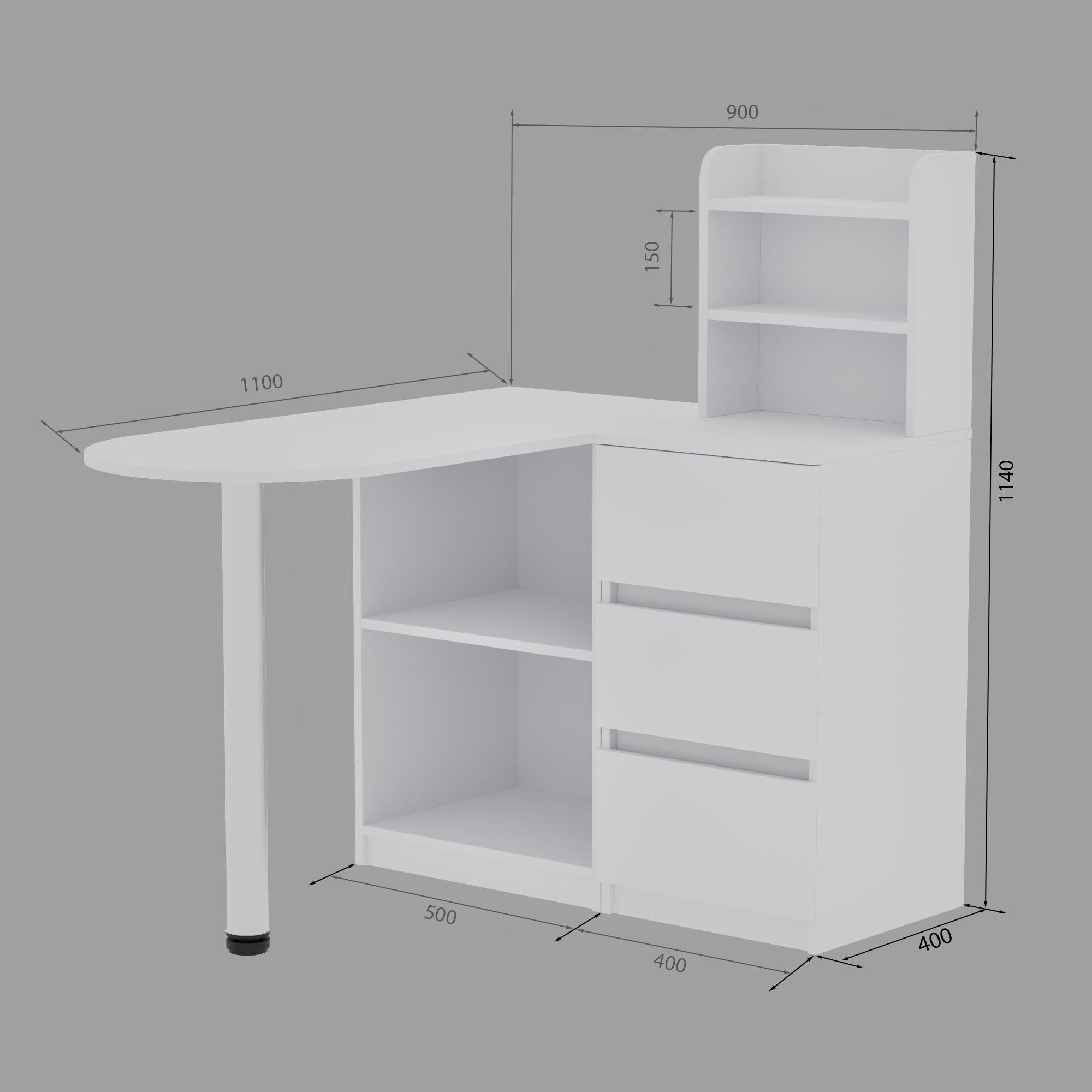 Столик для маникюра Furnigrade МС3 114х110х90 см Белый (20152751) - фото 2