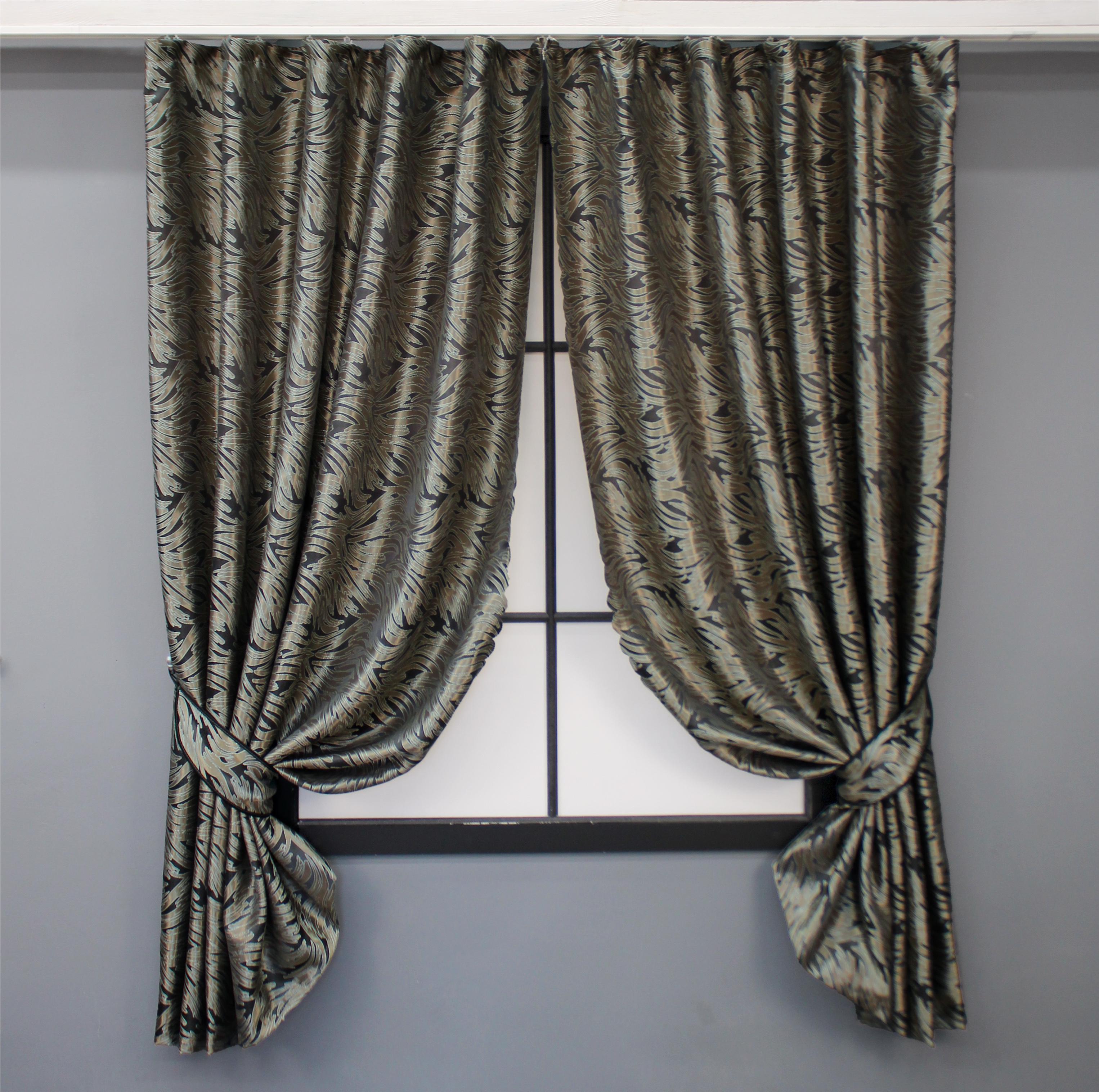 Комплект коротких штор VR-Textil Жаккард Magic №1611ш 145х170 см 2 шт. Графитовый с бежевым (35-0245)