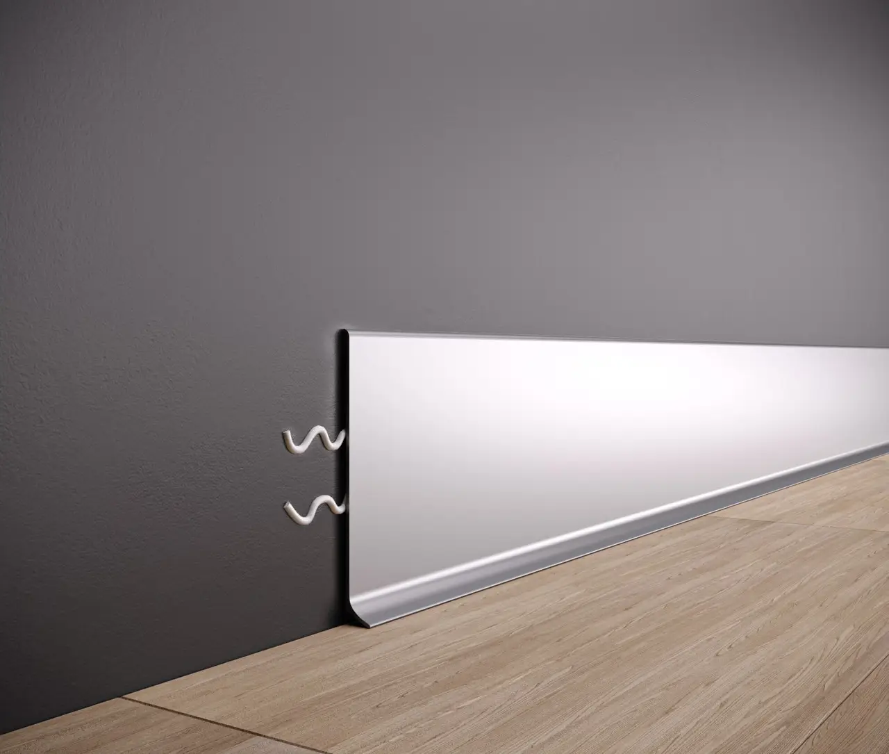 Плинтус алюминиевый накладной SVP-100S 100x12x2600 мм серый (25551963) Плинтус алюминиевый накладной SVP-100S 100x12x2600 мм серый (25551963)