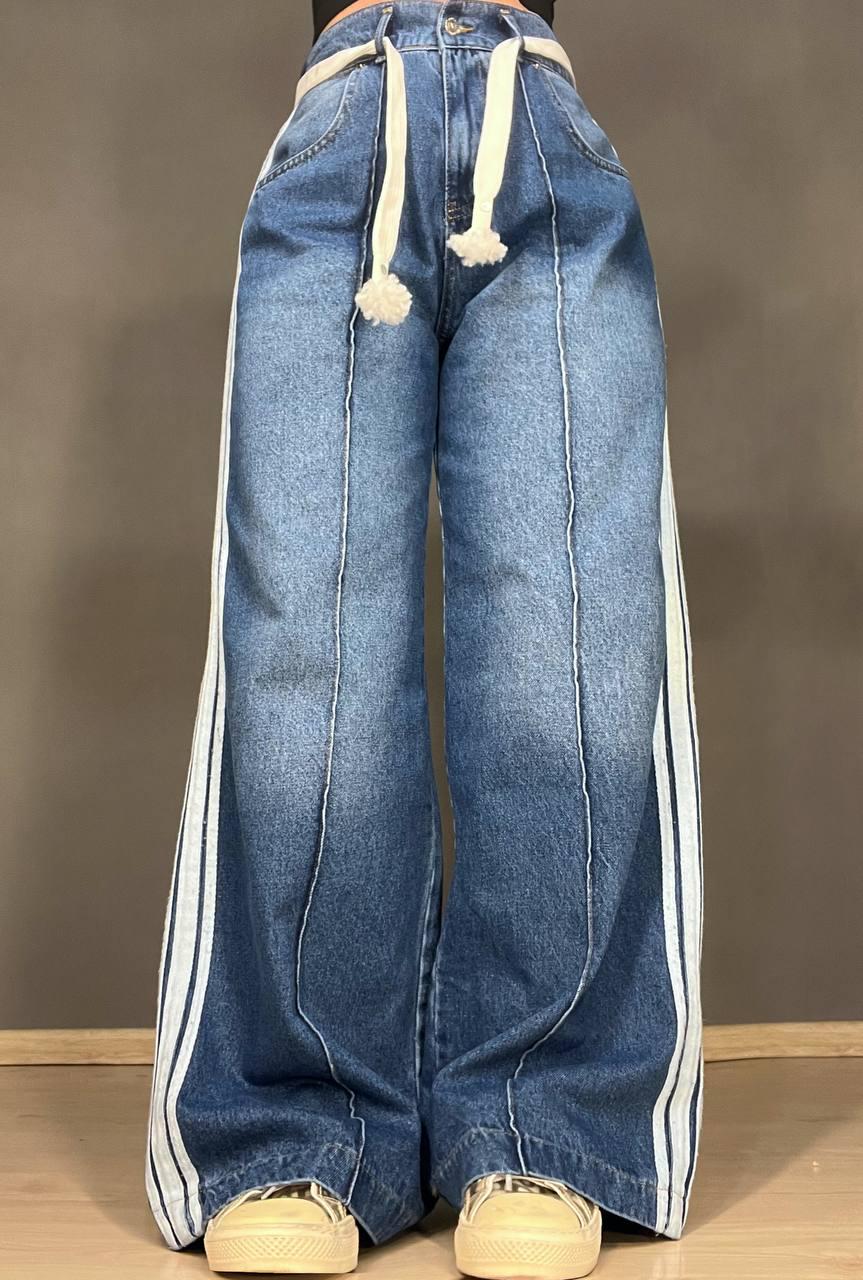 Джинсы женские Vonnavi 413-240 палаццо с лампасами пояс резинка шнурок р. 28 Синий (2568) - фото 7 Джинсы женские Vonnavi 413-240 палаццо с лампасами пояс резинка шнурок р. 28 Синий (2568) - фото 7