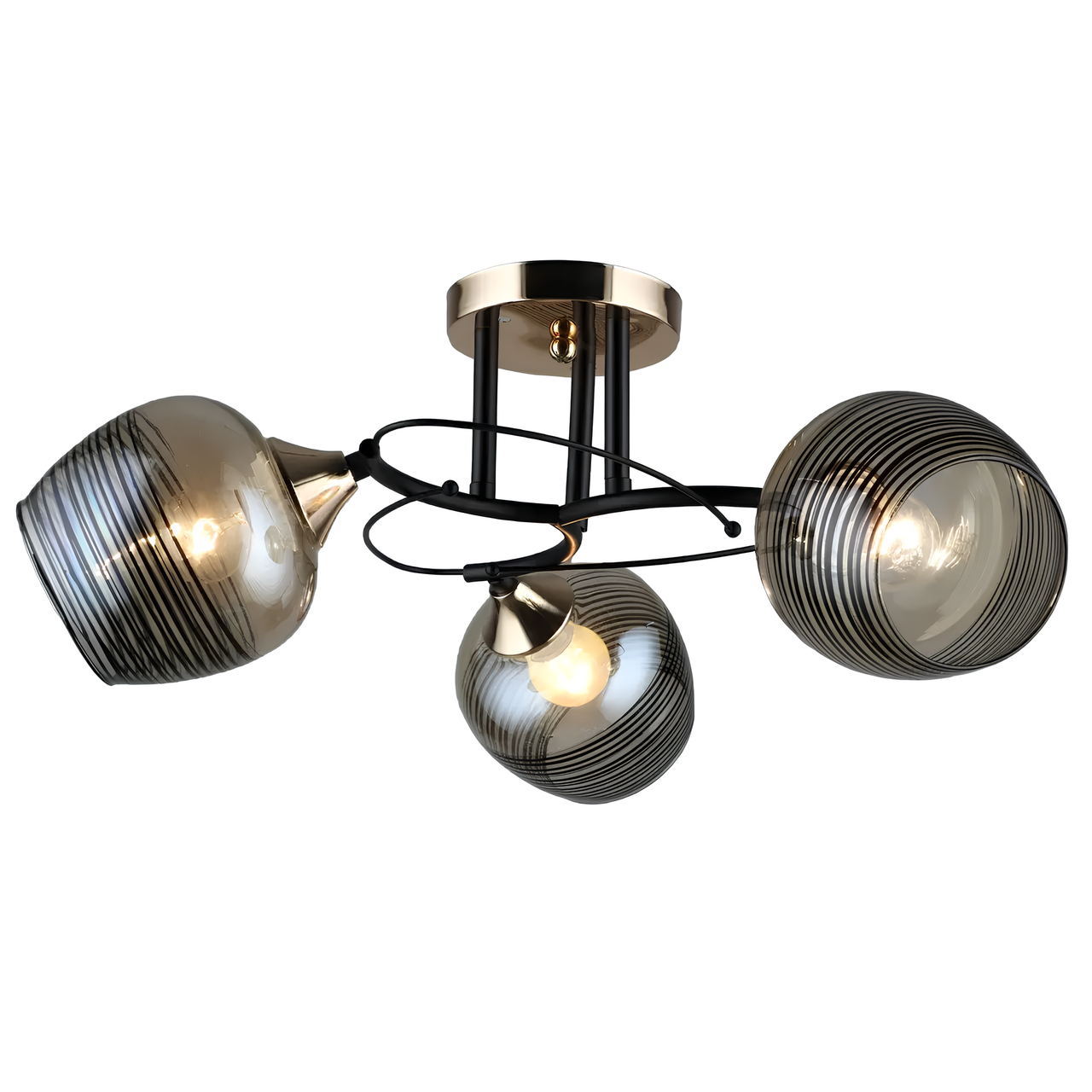 Люстра Svet на три плафона под лампы Е27 Золотистый (SR-A3856/3 BK+FGD)