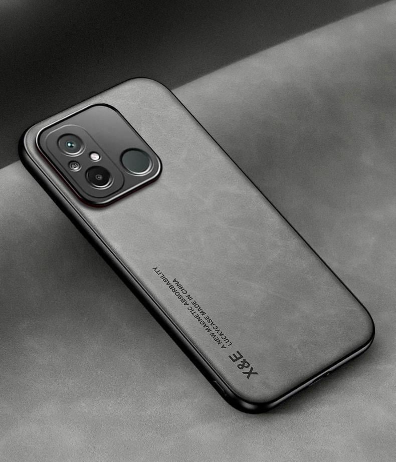 Кожаный чехол XnE Xiaomi Redmi 12C с металлической вставкой Grey (34270-33)