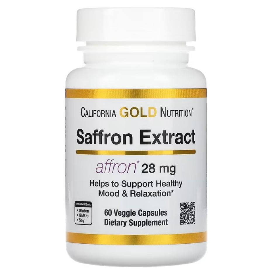 Натуральная добавка California Gold Nutrition Saffron Extract with Affron 28 мг 60 капсул