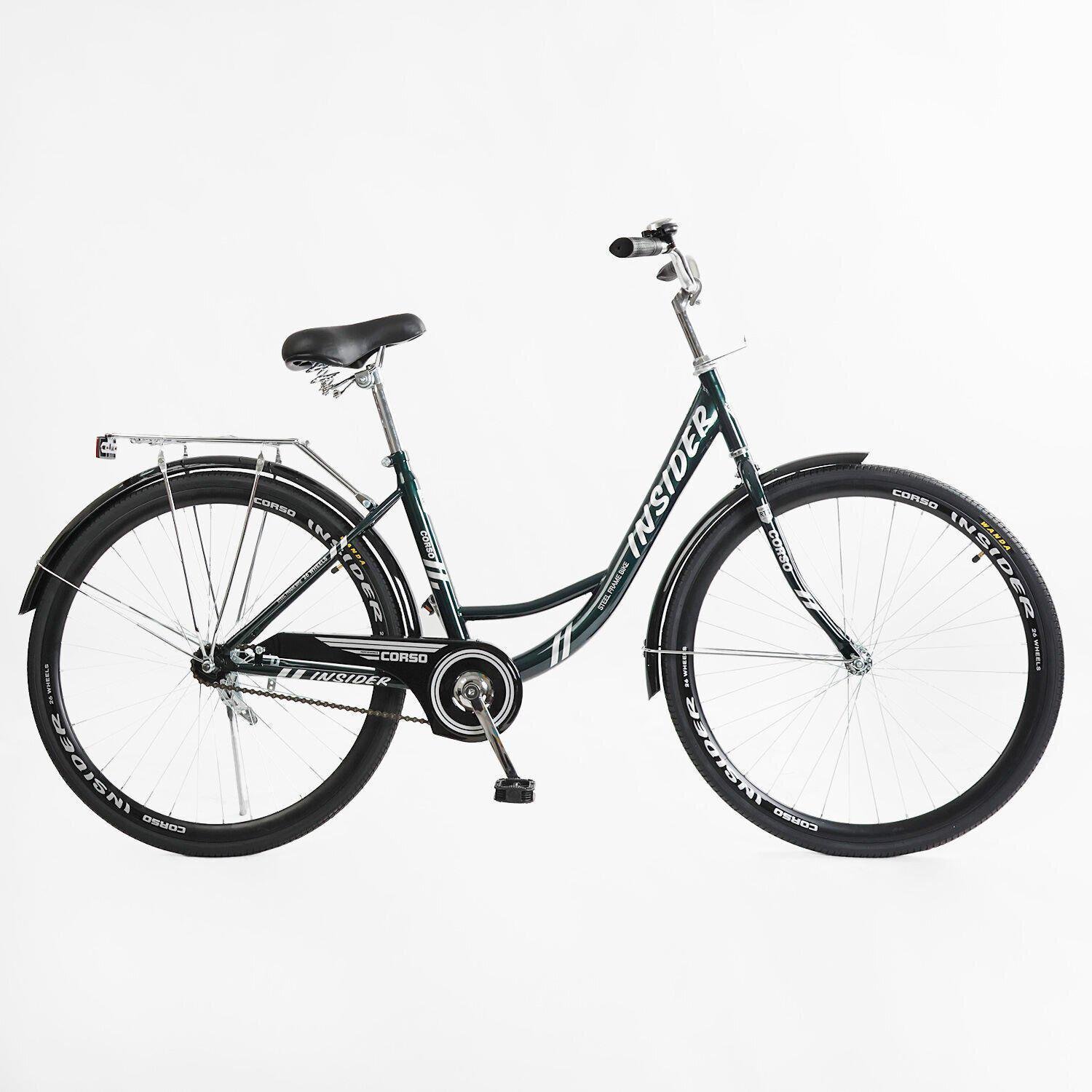 Велосипед міський Corso Insider з багажником рама 16,5"/26 " Зелений