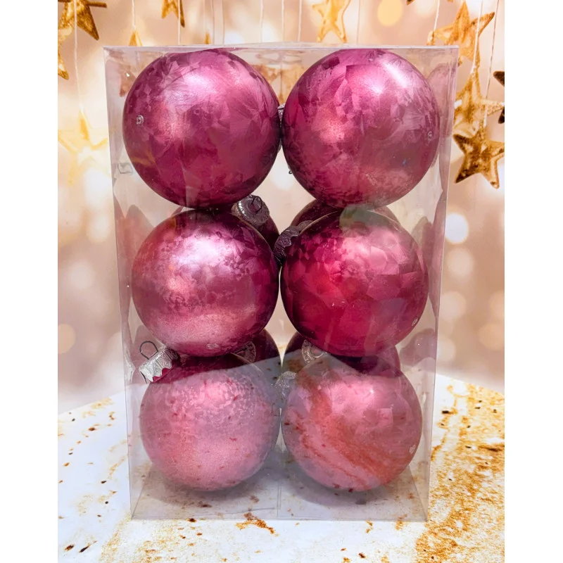 Набор елочных игрушек Мороз пластиковые круглые 12 шт. 8 см Бордовый (2775329453)