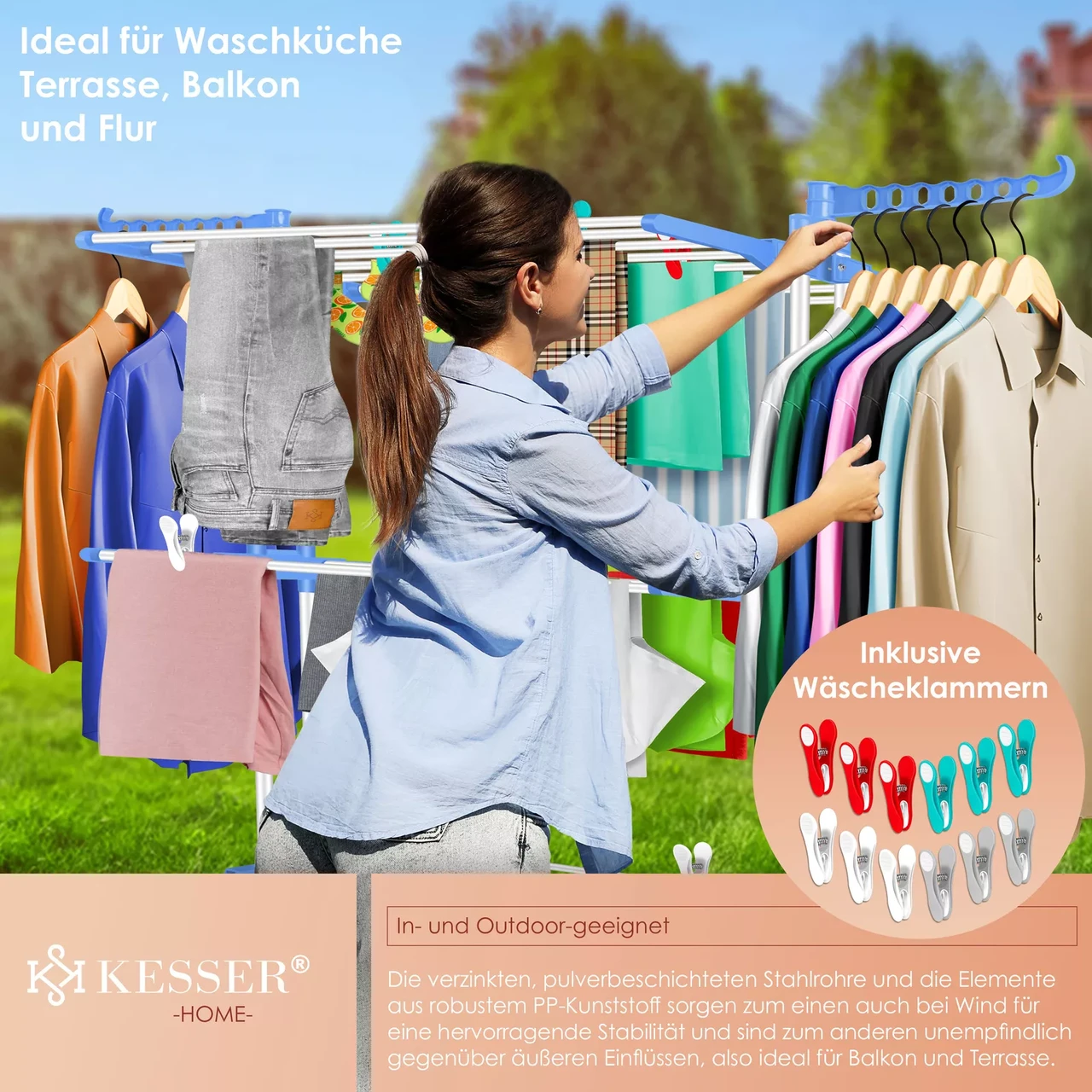 Сушарка для білизни KESSER 126 см 50 кг (4255598324533) - фото 9