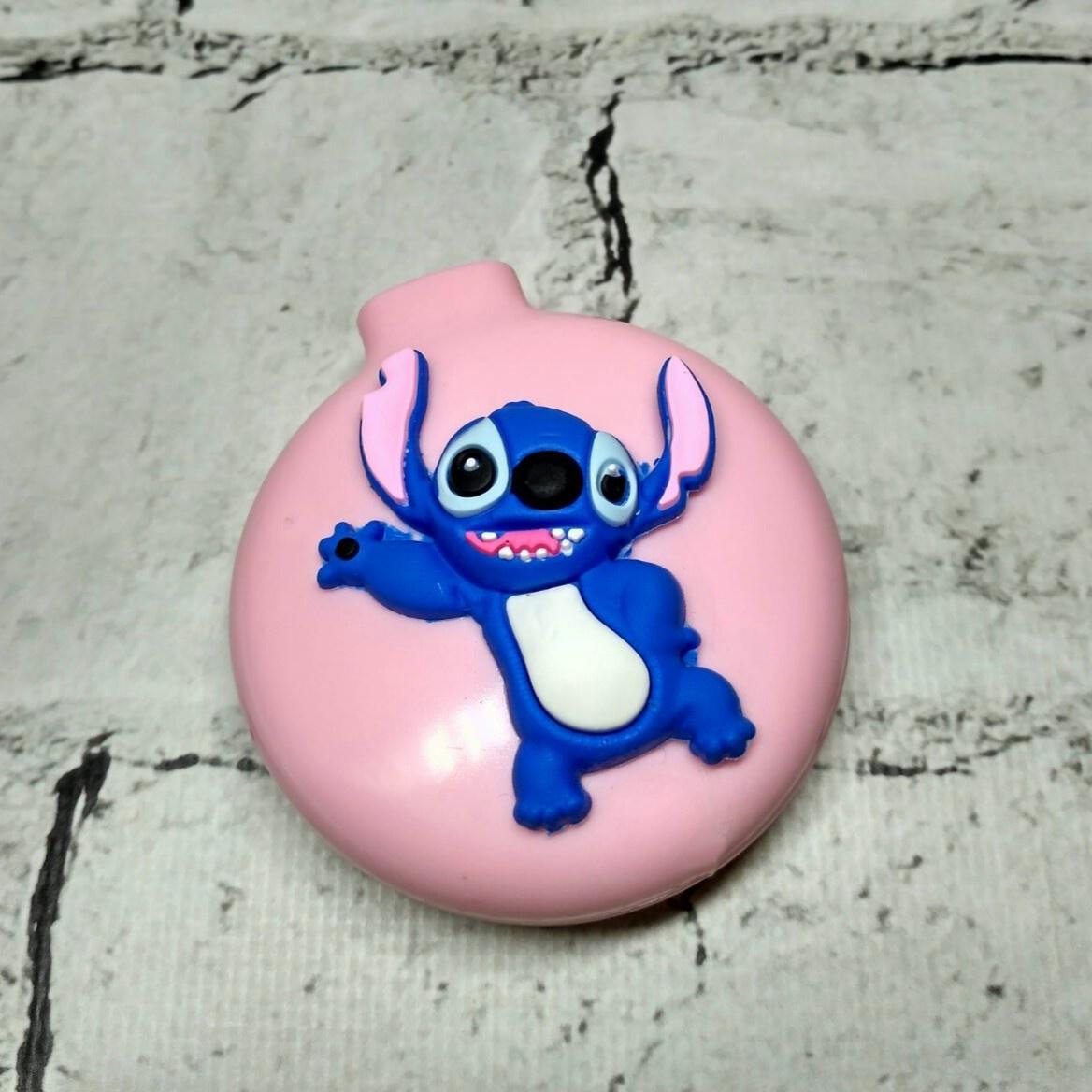 Щетка для волос детская для девочки с зеркалом 2в1 раскладушка Стич 6х6,5 см Розовый (24-597-3)