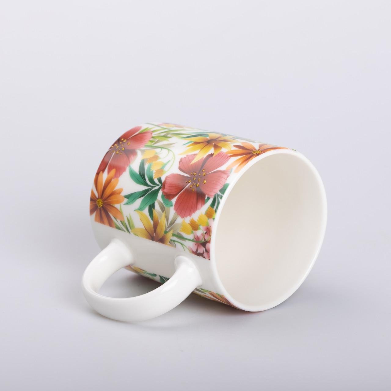 Чашка керамическая с цветочным принтом 400 мл Желтый - фото 2