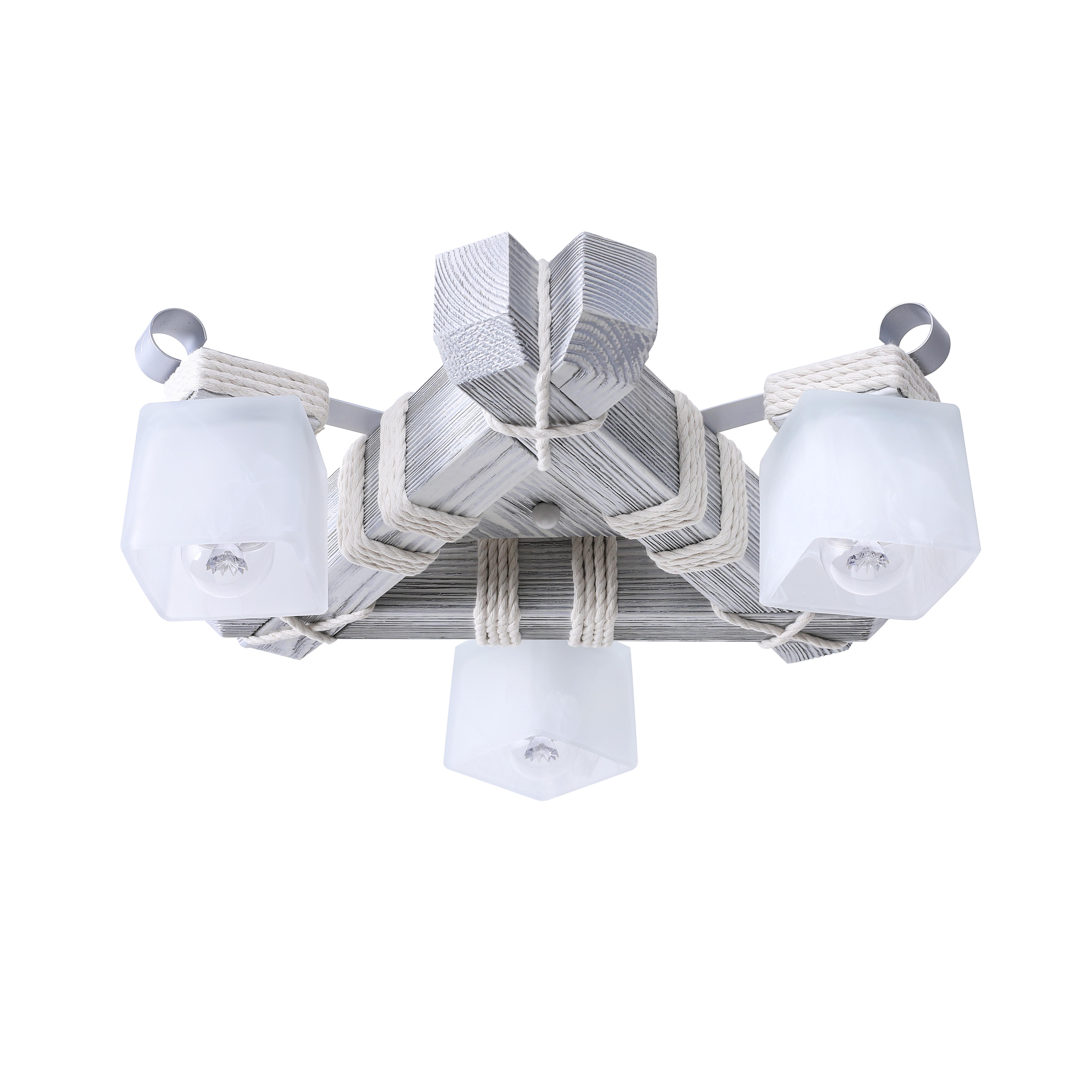 Люстра дерев'яна Sirius на 3 плафона Біле срібло (S7094/3)