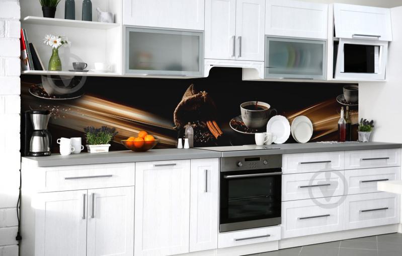 Скинали на кухню Zatarga «Кофе с палочкой корицы» 600х2500 мм виниловая 3Д наклейка кухонный фартук