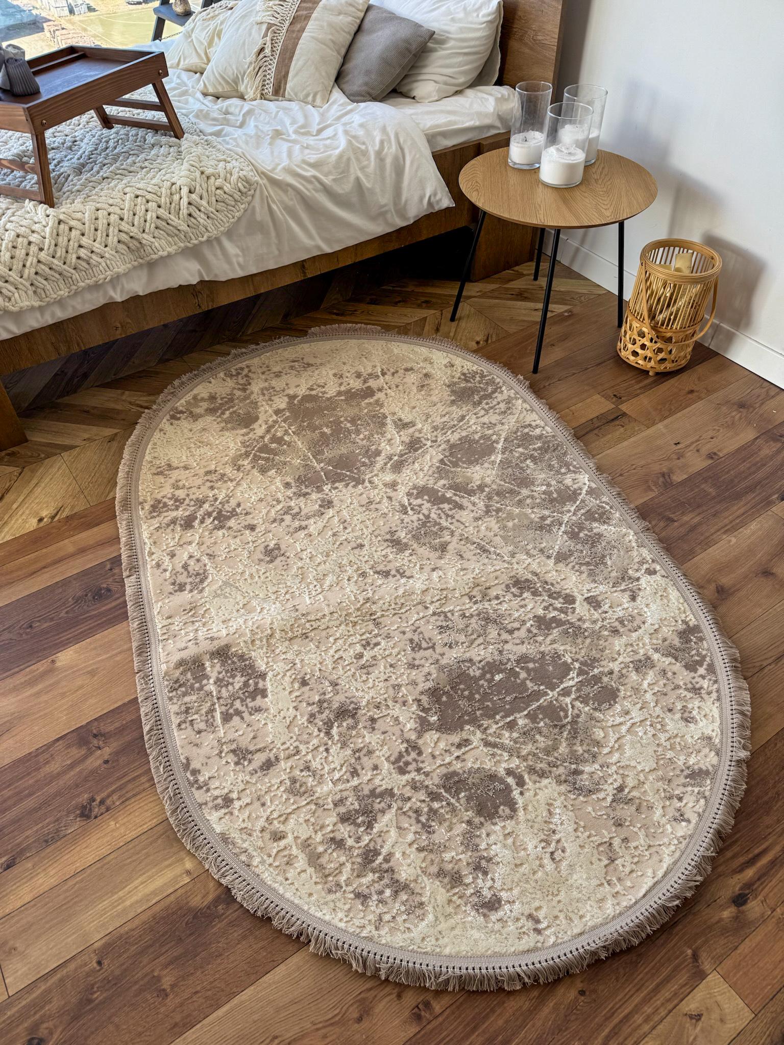 Ковер овальный мраморный 100х200 см Коричневый