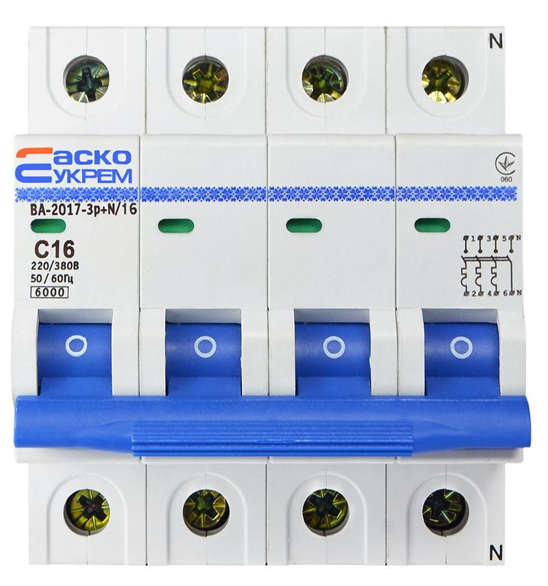 Автоматический выключатель Аско-Укрем ВА-2017/С 3р+N 16А (17922)