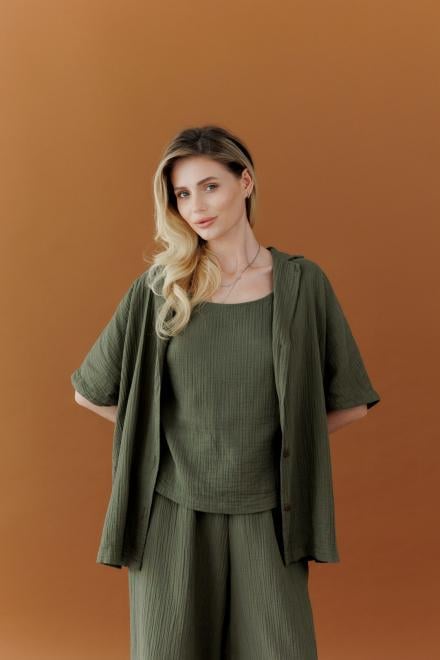 Сорочка ART KNIT з мусліну L-XL Оливковий Сорочка ART KNIT з мусліну L-XL Оливковий