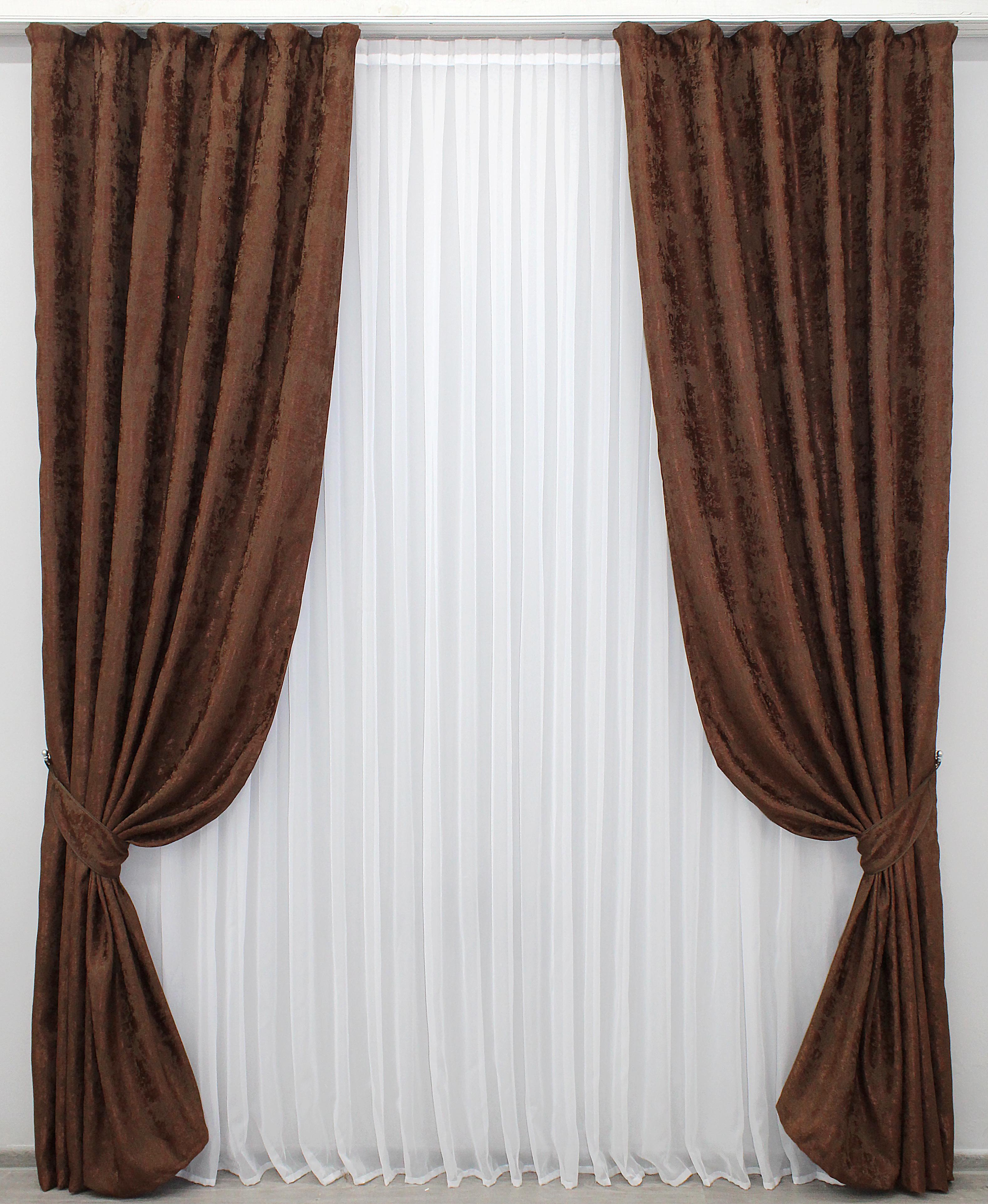 Комплект готовых штор VR-Textil Жаккард Sultan YL № 1204ш 100х270 см 2 шт. Коричневый/Бордовый (31-664) Комплект готовых штор VR-Textil Жаккард Sultan YL № 1204ш 100х270 см 2 шт. Коричневый/Бордовый (31-664)