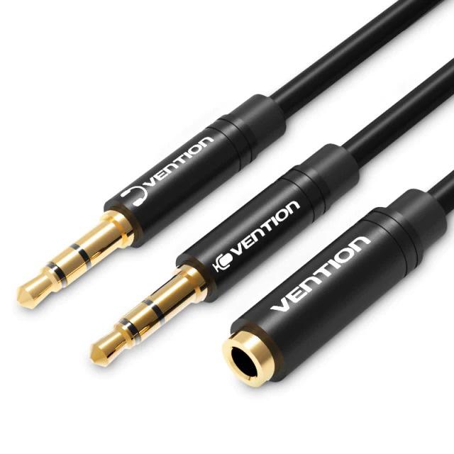 Кабель Vention Audio с поддержкой микрофона/стерео 3,5 мм F 4 pin 2x3, 5 мм M 3 pin 0,3 м (BBTBY) - фото 1