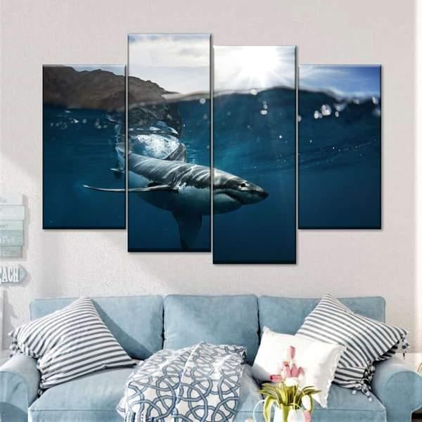 Модульная картина KIL Art Акула под водой из четырех частей 89x56 см (M4_M_164)