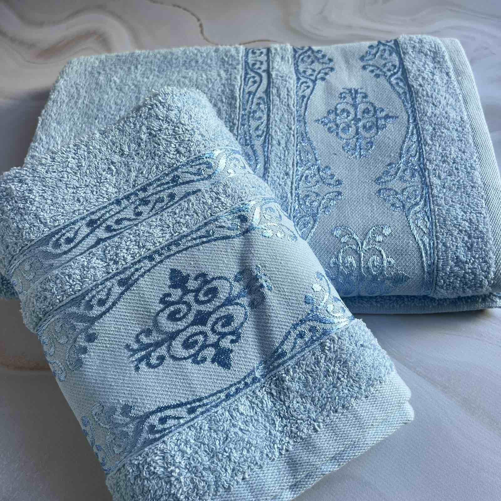 Набір рушників банне та для обличчя 70х40 см/50х90 см 2 шт. Блакитний (mame2v1cic2mavi)