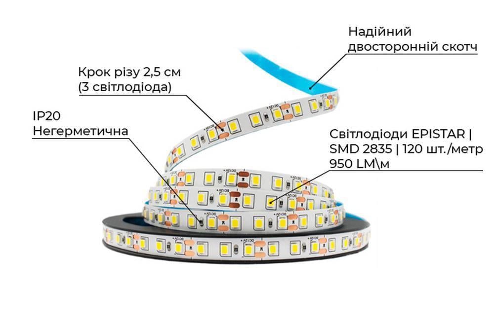 Светодиодная лента Prolum 2835/120 IP20 Series-S 12V Нейтральный Белый (28522793) - фото 3 Светодиодная лента Prolum 2835/120 IP20 Series-S 12V Нейтральный Белый (28522793) - фото 3