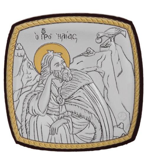 Ікона Святого Іллі з позолотою срібна 5х5 см - фото 2