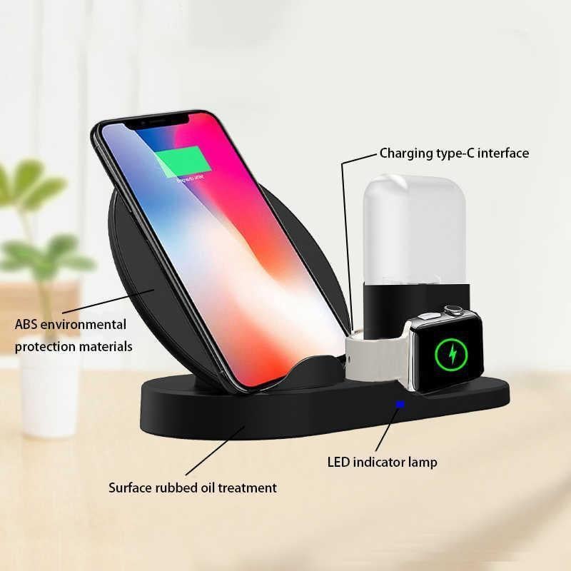 Беспроводное зарядное устройство Wireless fast charge 3in1 подставка док станция Qi/Lightning - фото 3