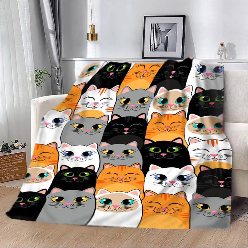 Плед плюшевый с 3D рисунком Очаровательные котики велюр 160х200 см (12603А)