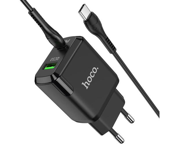 Пристрій зарядний мережевий Hoco N5 USB QC3.0 3A PD Type-C 20W 1 м Black Пристрій зарядний мережевий Hoco N5 USB QC3.0 3A PD Type-C 20W 1 м Black