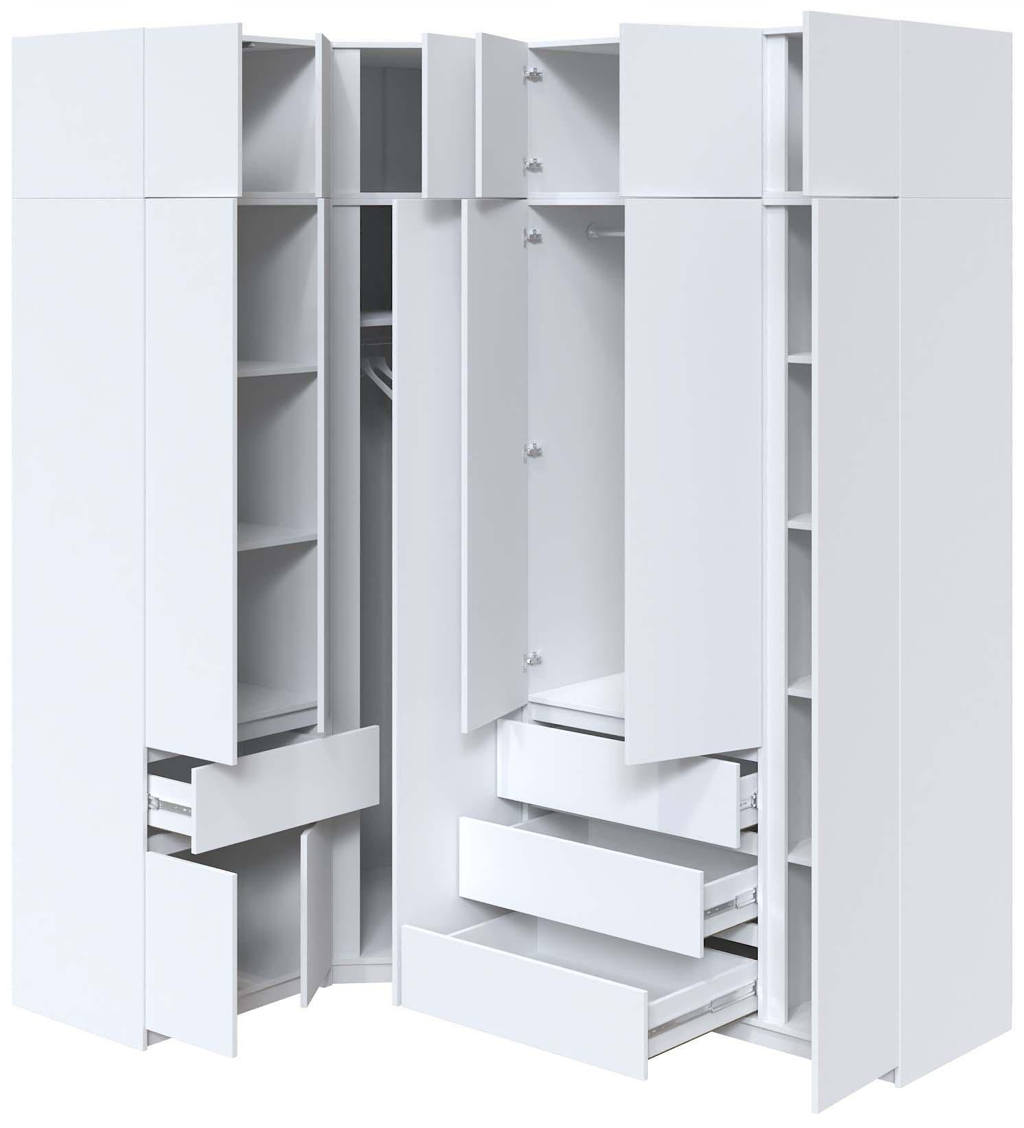 Стенка-шкаф угловой Мастер Форм Брайт 1450/2050х520х2400 мм Нимфея альба (32915) - фото 2 Стенка-шкаф угловой Мастер Форм Брайт 1450/2050х520х2400 мм Нимфея альба (32915) - фото 2
