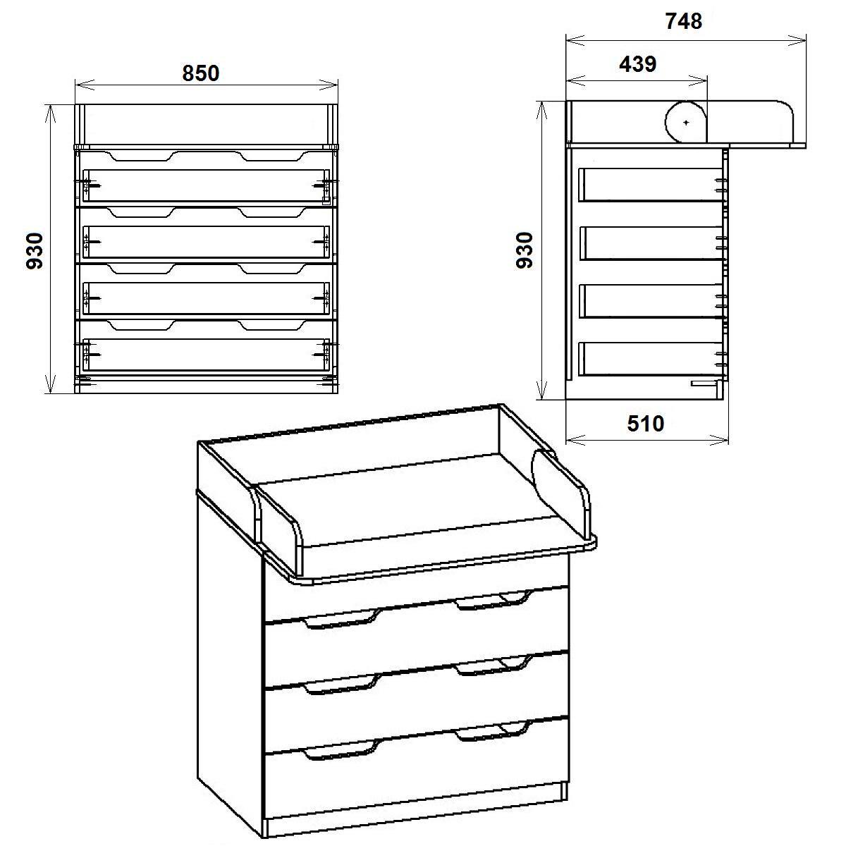 Комод с пеленатором МеблиКо 85х510х93 см Венге (k-1102-2) - фото 3 Комод с пеленатором МеблиКо 85х510х93 см Венге (k-1102-2) - фото 3