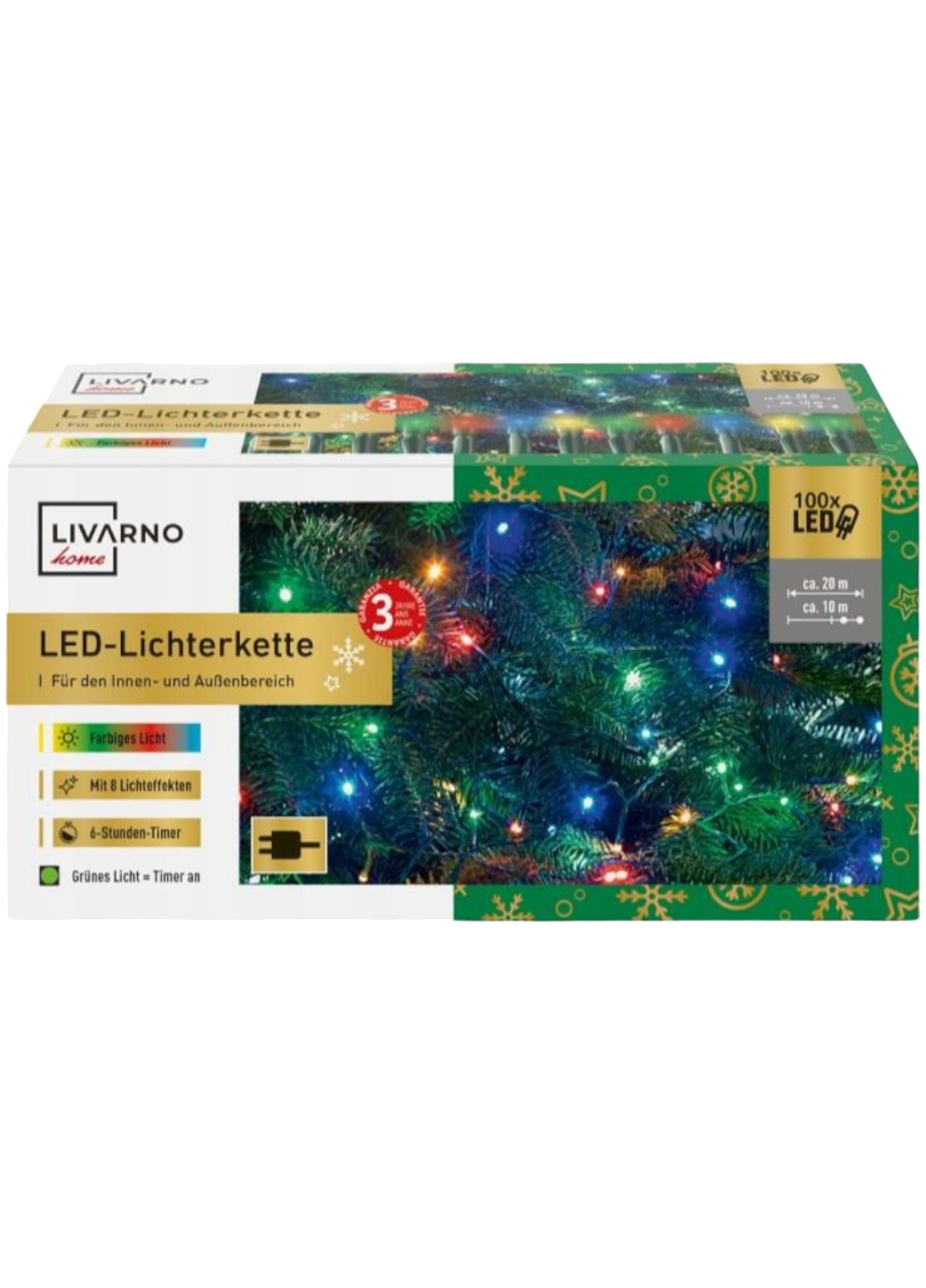 Гирлянда Livarno home 100 LED с таймером 20 м Разноцветный (7899)