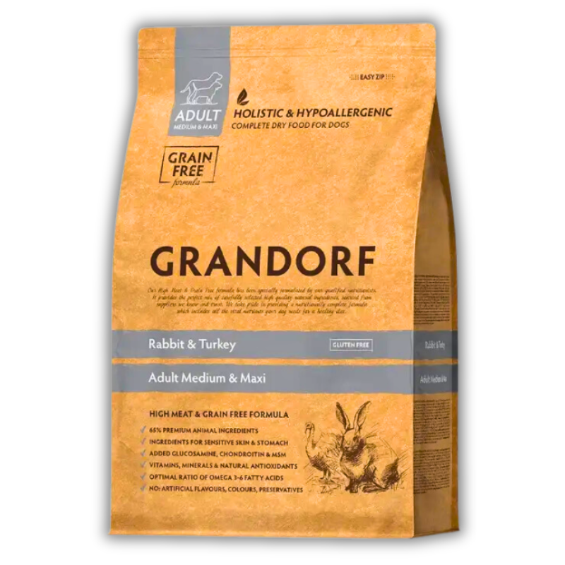Корм сухий для собак Grandorf Кролик та індичка для дорослих собак середніх та великих порід 3 кг (94503)