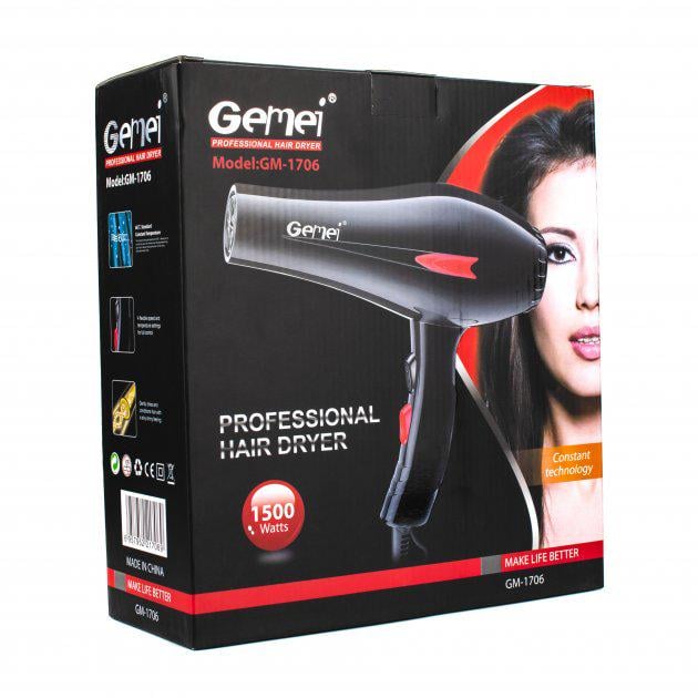 Фен для волос Gemei GM 1706 профессиональный - фото 4 Фен для волос Gemei GM 1706 профессиональный - фото 4
