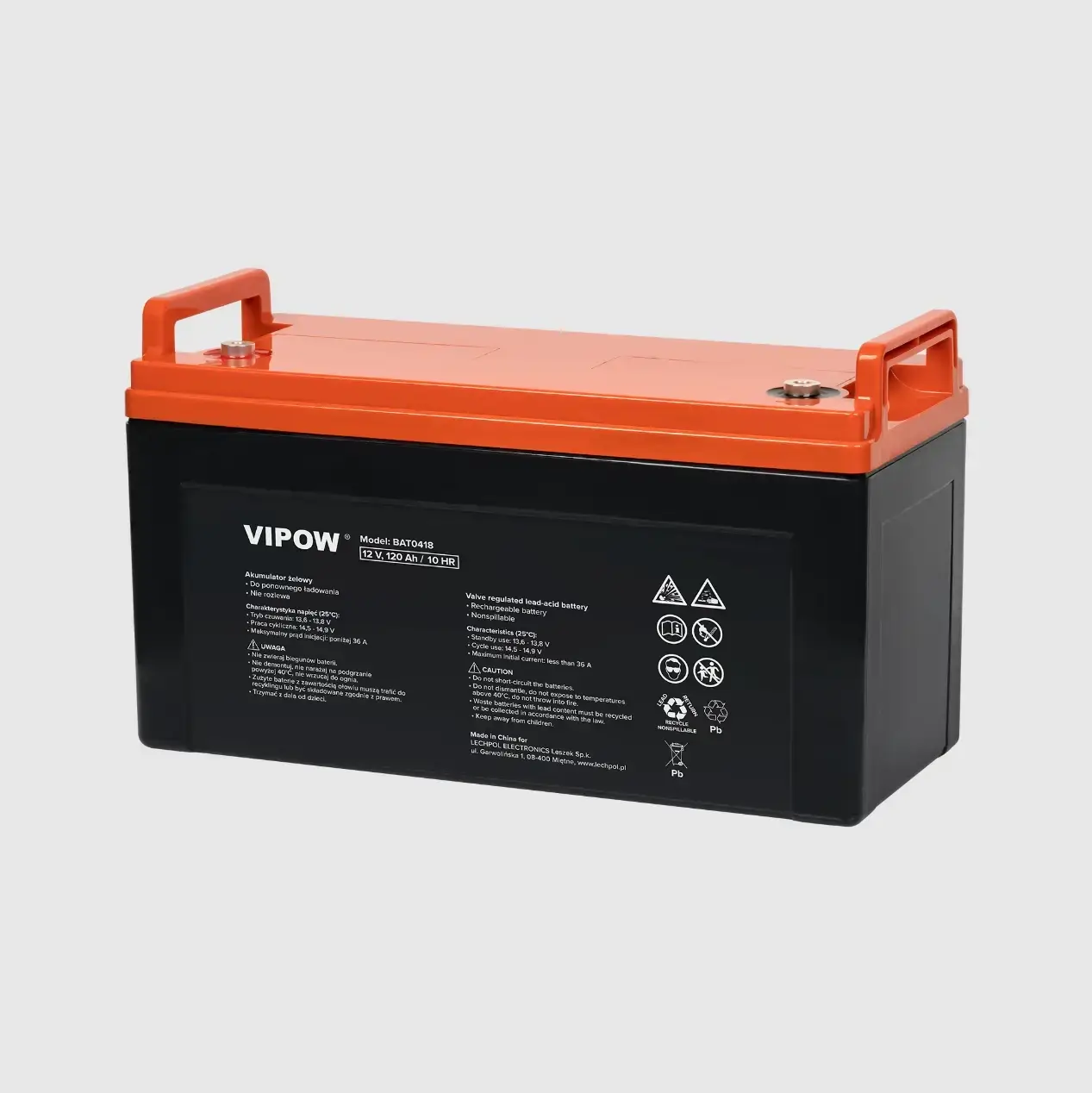 Акумулятор гелевий Vipow BAT0418 12 V/120 mAh для ДБЖ та інверторів