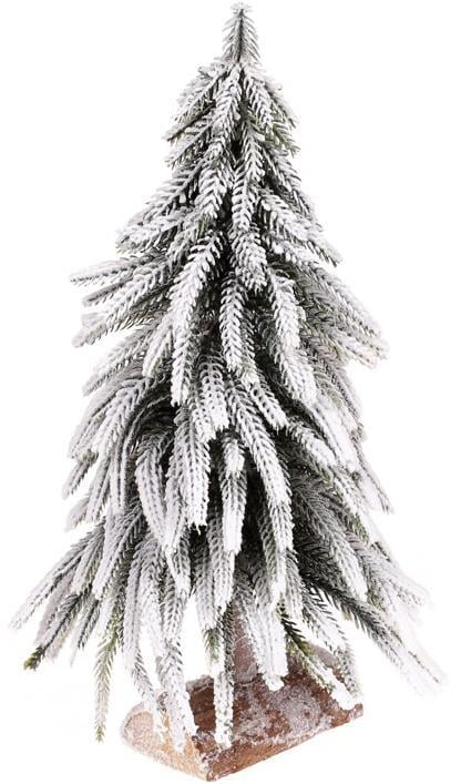 Елка декоративная Снежная на деревянной подставке 20х20х34 см