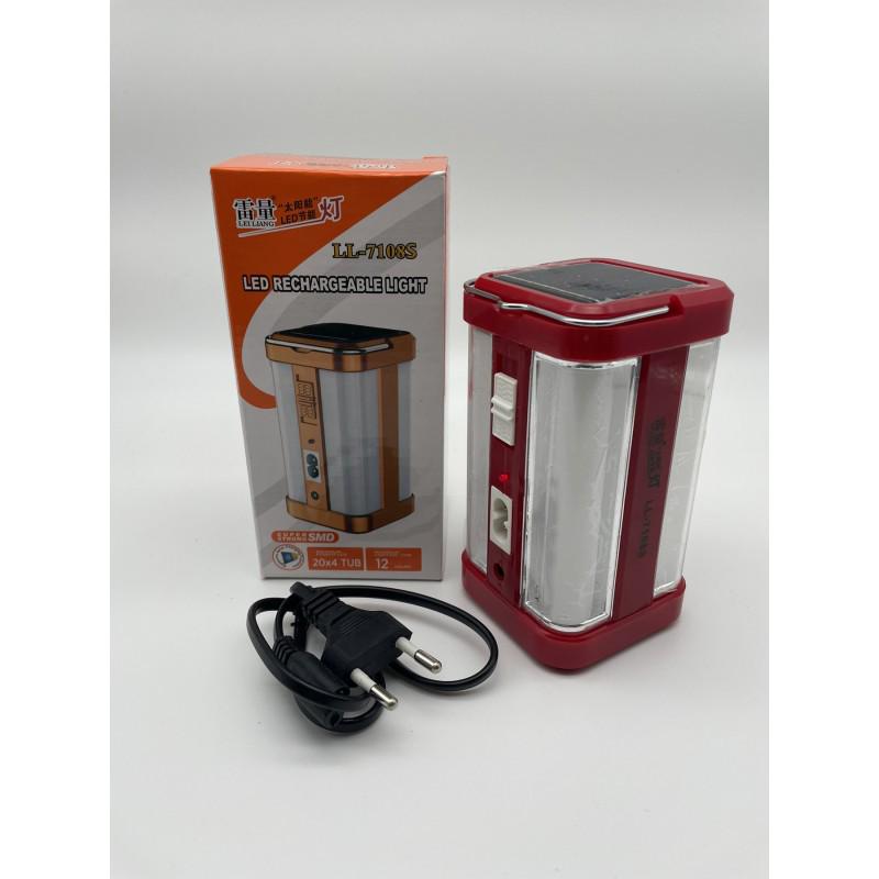 Фонарь-лампа аккумуляторная LED LL-7108S с солнечной панелью Красный