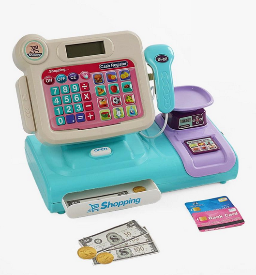 Детский игрушечный набор кассовый апарат с микрофоном и озвучкой на английском языке (133645)