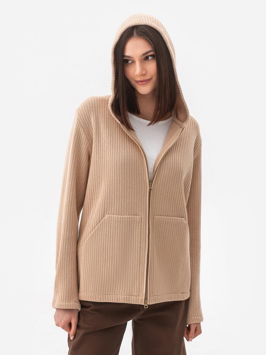 Кардиган хлопковый с капюшоном SVTR р. 42-46 Бежевый (592) - фото 2 Кардиган хлопковый с капюшоном SVTR р. 42-46 Бежевый (592) - фото 2