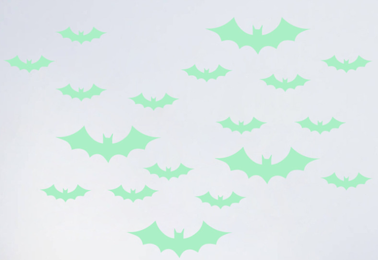 Наклейки на Хэллоуин Летучие мыши фосфорные 200х85 мм Салатовый (N58)