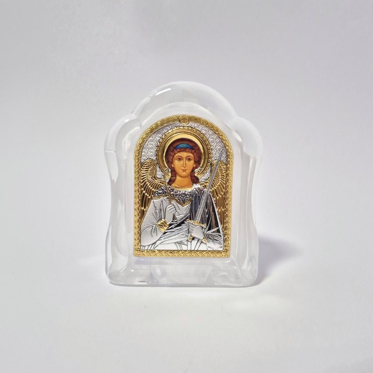 Икона Ангел Охранник В Муранском стекле серебряная