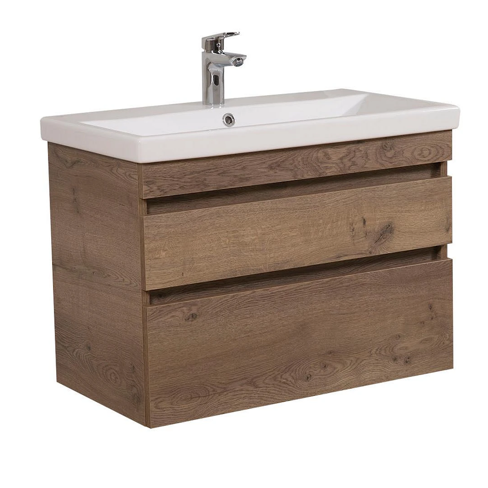 Тумба для ванной Aqua Rodos Винтаж 100x45 подвесная с умывальником CeraStyle Elite Дерево (АР000040253)