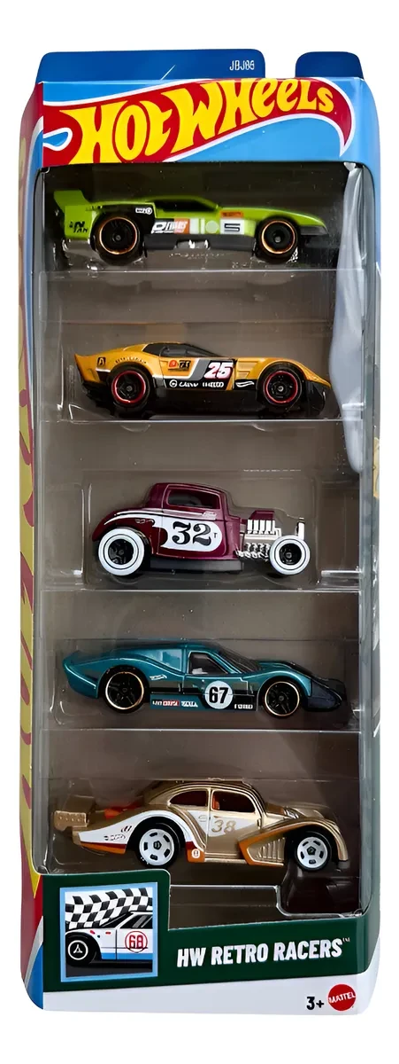 Подарочный набор из 5-ти гоночных ретро автомобилей Hot Wheels Retro Racers (JBJ86)