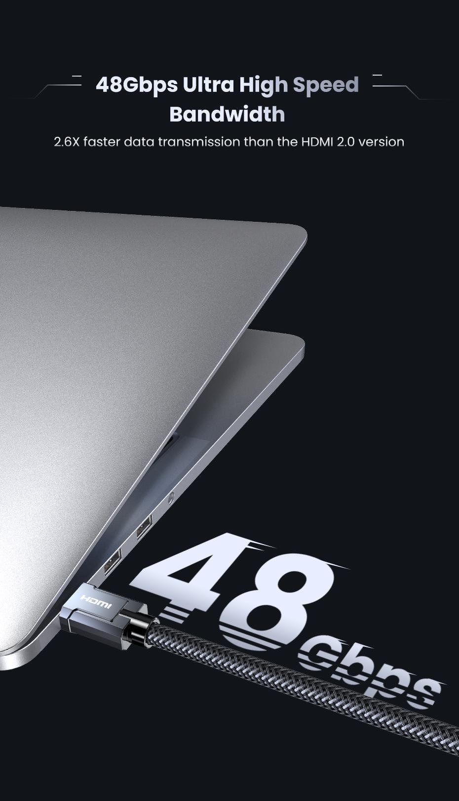 Кабель UGREEN HDMI 2.1 4K 120Hz 48 Гбіт/с 3D Dolby Atmos HDR 10+ eARC HDCP 2.3 1080p 240Hz 1,5 м Чорний (70320) - фото 8