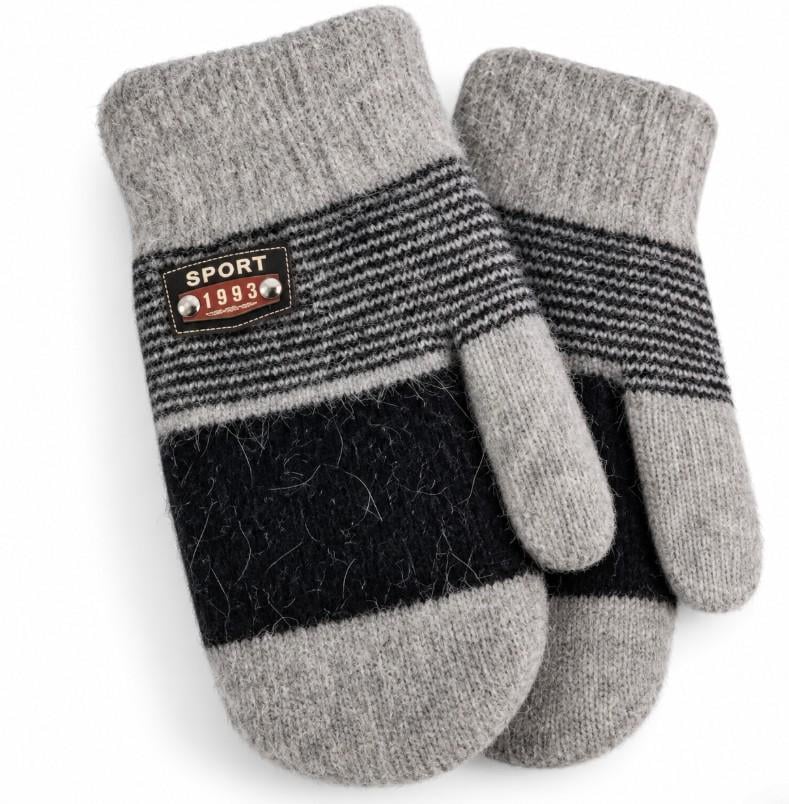 Перчатки подростковые шерстяные на подкладке р. 12 Light Grey/Black (6008)